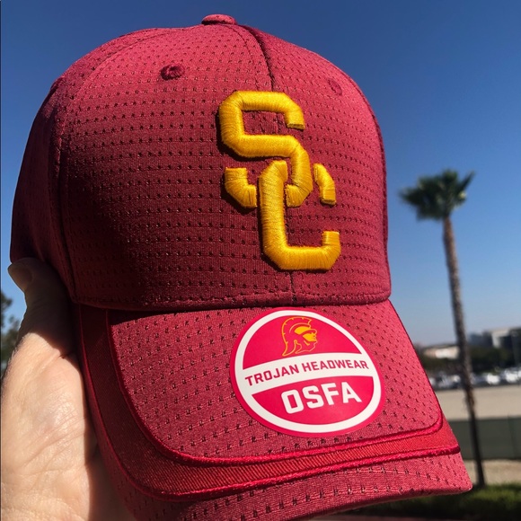 USC Trojans Training Flex Cap Adjustable Cardinal Red & Gold Baseball Hat NEW - Picture 6 of 6
